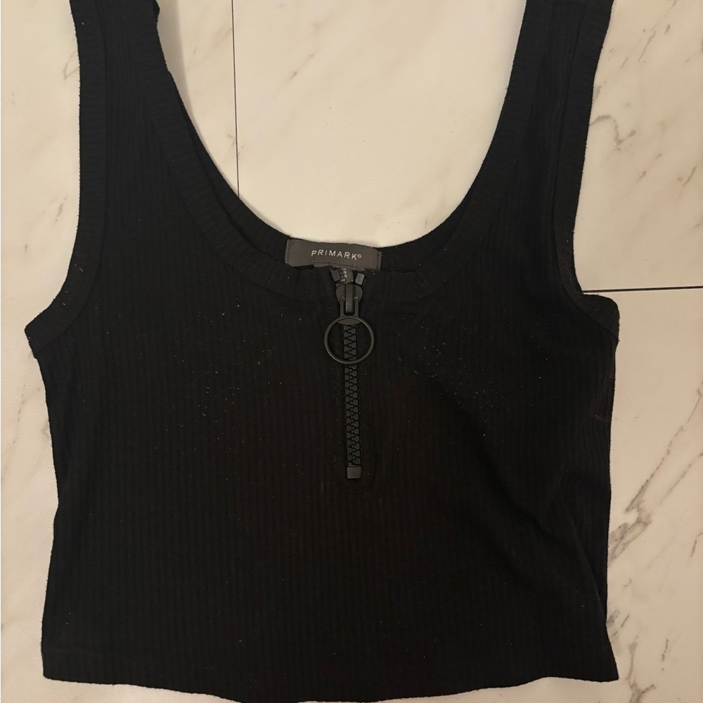 Primark Black Zip-Front Crop Top